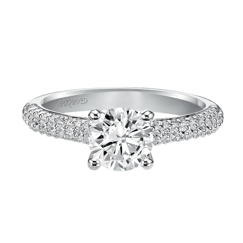 Artcarved Bridal Semi-Mounted with Side Stones Classic Engagement Ring Colleen 14K White Gold