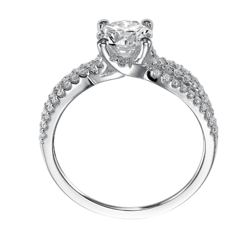 Artcarved Bridal Semi-Mounted with Side Stones Contemporary Twist Diamond Engagement Ring Marybeth 14K White Gold