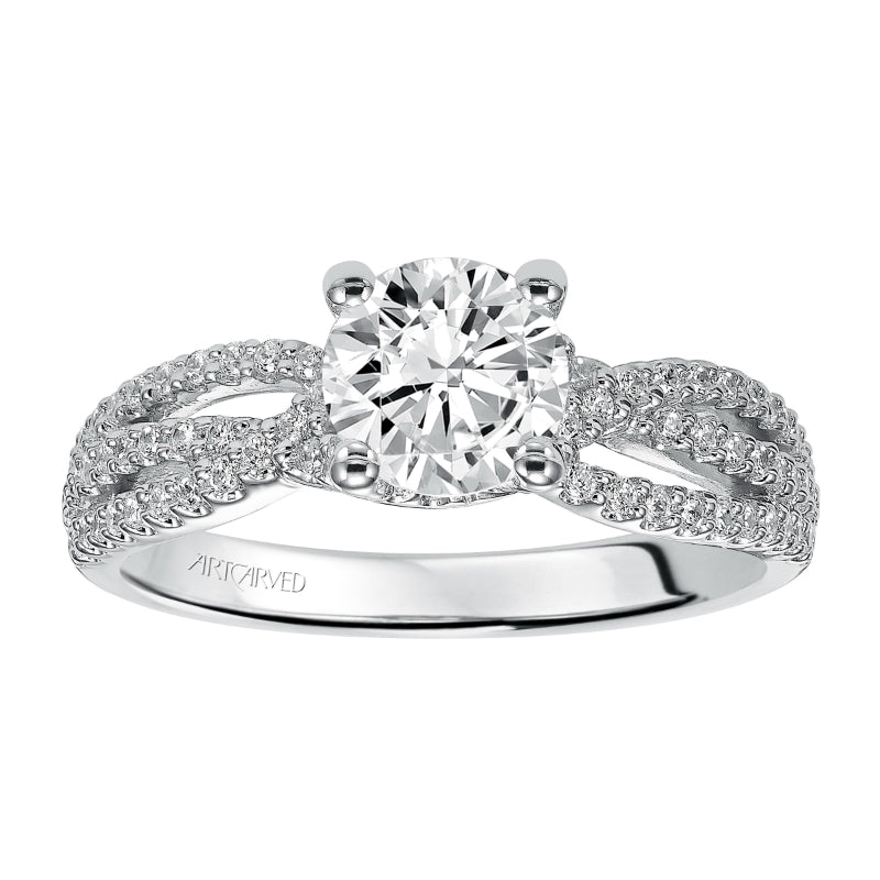 Artcarved Bridal Mounted with CZ Center Contemporary Twist Diamond Engagement Ring Marybeth 14K White Gold