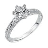 Artcarved Bridal Mounted with CZ Center Vintage Engraved Solitaire Engagement Ring Gretchen 14K White Gold