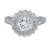 Artcarved Bridal Mounted with CZ Center Vintage Engagement Ring Roxanne 14K White Gold