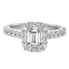 Artcarved Bridal Semi-Mounted with Side Stones Classic Halo Engagement Ring Genesis 14K White Gold