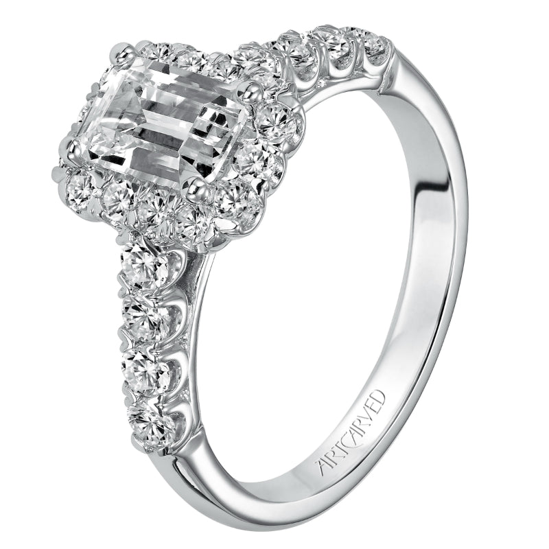 Artcarved Bridal Mounted with CZ Center Classic Halo Engagement Ring Gabby 14K White Gold