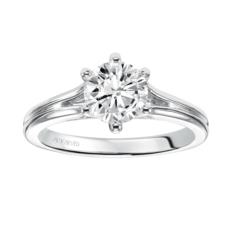 Artcarved Bridal Mounted with CZ Center Classic Solitaire Engagement Ring Sylvia 14K White Gold