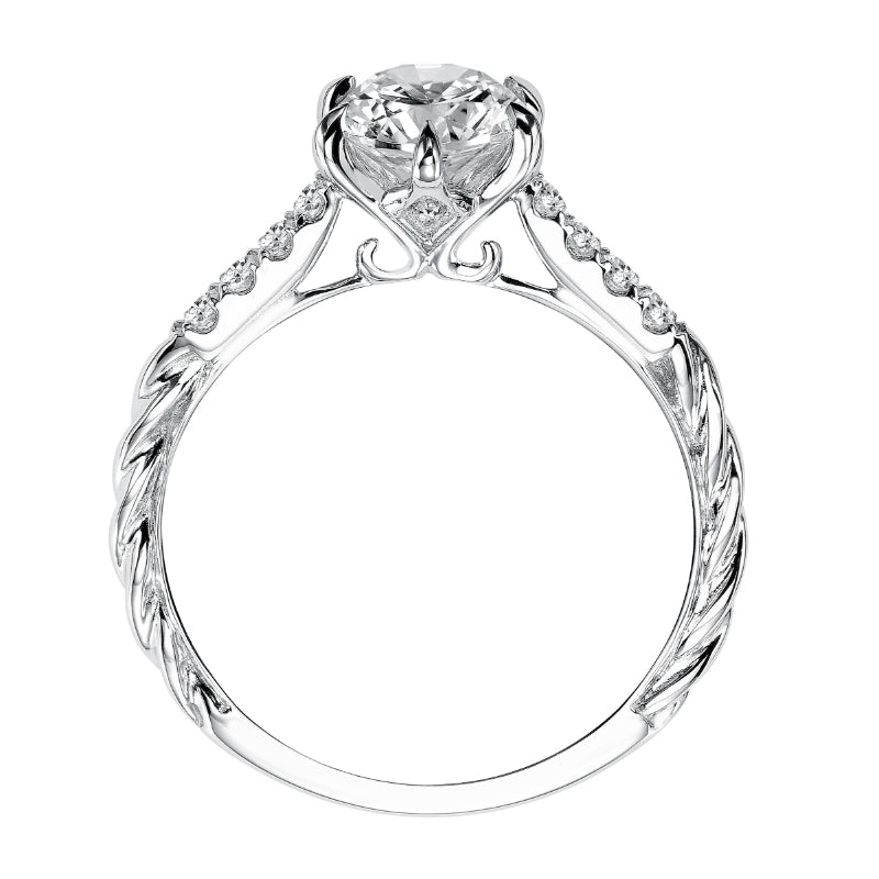 Artcarved Bridal Semi-Mounted with Side Stones Contemporary Twist Diamond Engagement Ring Meadow 14K White Gold