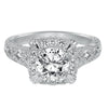 Artcarved Bridal Semi-Mounted with Side Stones Vintage Engraved Diamond Engagement Ring Alura 14K White Gold