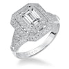 Artcarved Bridal Semi-Mounted with Side Stones Vintage Milgrain Halo Engagement Ring Selma 14K White Gold