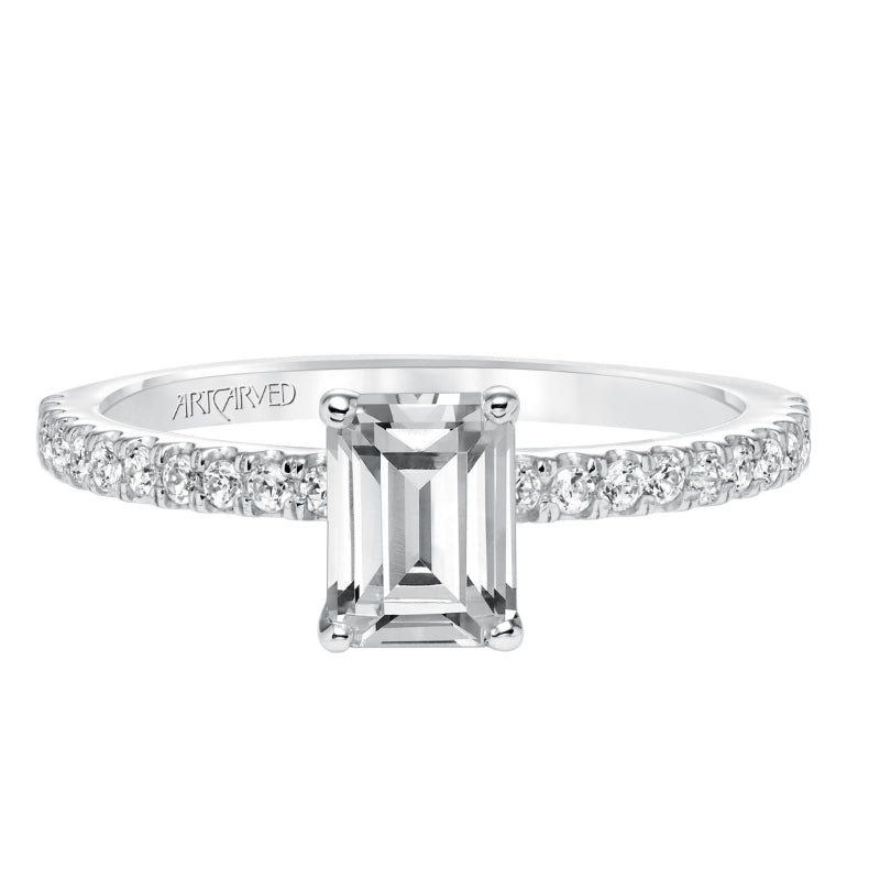 Artcarved Bridal Semi-Mounted with Side Stones Classic Engagement Ring Sybil 14K White Gold