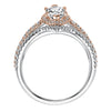 Artcarved Bridal Semi-Mounted with Side Stones Classic Halo Engagement Ring Dorsey 14K White Gold Primary & 14K Rose Gold