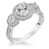 Artcarved Bridal Mounted with CZ Center Vintage Engraved 3-Stone Engagement Ring Ophelia 14K White Gold
