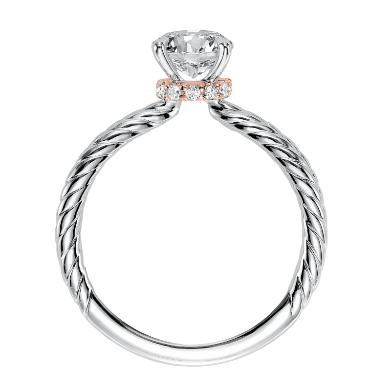 Artcarved Bridal Mounted with CZ Center Contemporary Twist Solitaire Engagement Ring Caitlin 14K White Gold Primary & 14K Rose Gold