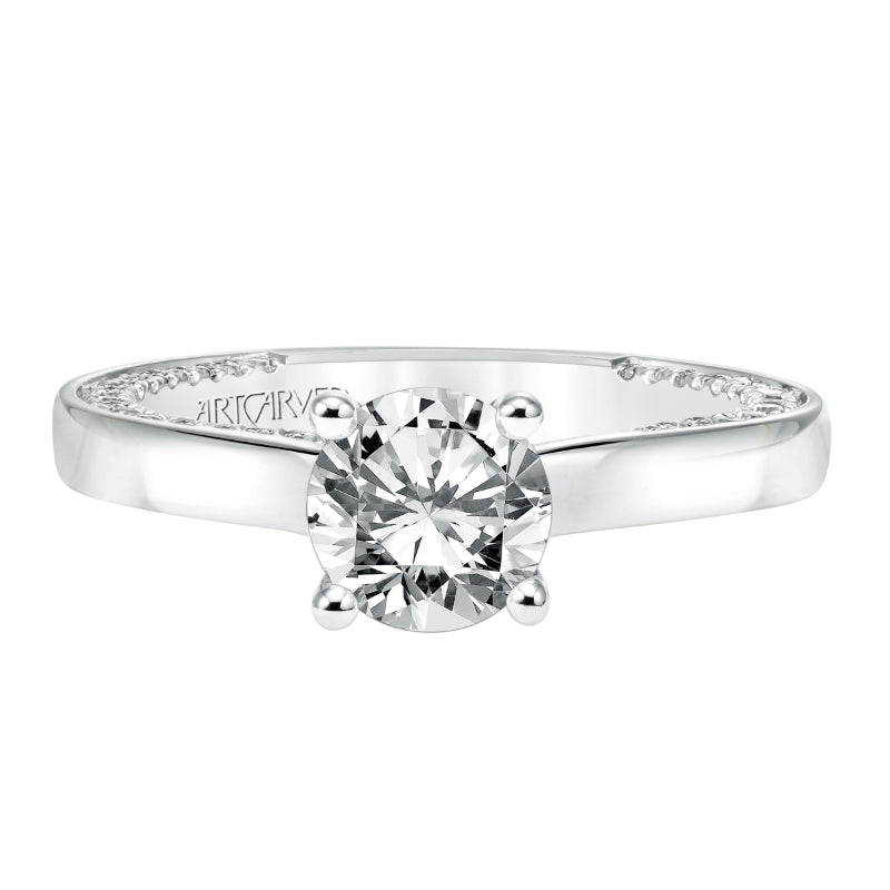 Artcarved Bridal Semi-Mounted with Side Stones Contemporary Twist Diamond Engagement Ring Astara 14K White Gold