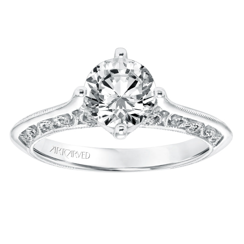 Artcarved Bridal Mounted with CZ Center Vintage Heritage Engagement Ring Jessamine 14K White Gold