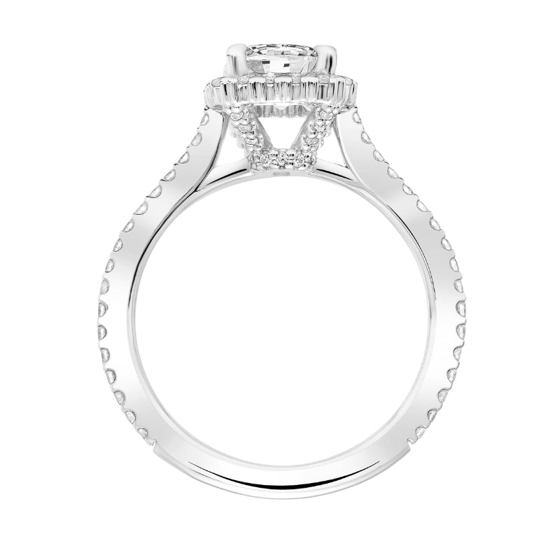 Artcarved Bridal Semi-Mounted with Side Stones Classic Halo Engagement Ring Clarissa 14K White Gold