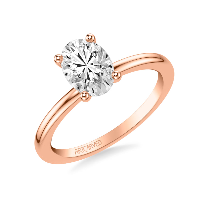 Artcarved Bridal Semi-Mounted with Side Stones Classic Solitaire Engagement Ring 18K Rose Gold & Blue Sapphire
