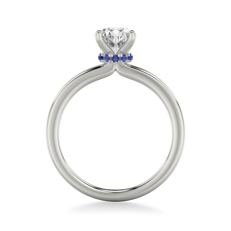 Artcarved Bridal Mounted with CZ Center Classic Solitaire Engagement Ring 18K White Gold & Blue Sapphire