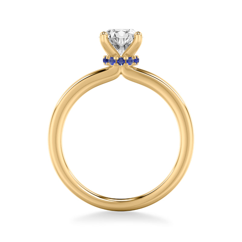 Artcarved Bridal Mounted with CZ Center Classic Solitaire Engagement Ring 14K Yellow Gold & Blue Sapphire