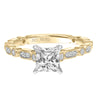 Artcarved Bridal Mounted with CZ Center Vintage Milgrain Diamond Engagement Ring Beatrice 18K Yellow Gold Primary & White Gold