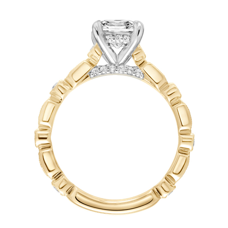 Artcarved Bridal Semi-Mounted with Side Stones Vintage Milgrain Diamond Engagement Ring Beatrice 14K Yellow Gold Primary & 14K White Gold