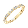 Artcarved Bridal Mounted with Side Stones Vintage Milgrain Diamond Wedding Band Beatrice 18K Yellow Gold