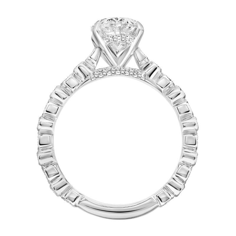 Artcarved Bridal Mounted with CZ Center Vintage Vintage Engagement Ring Louisa 18K White Gold