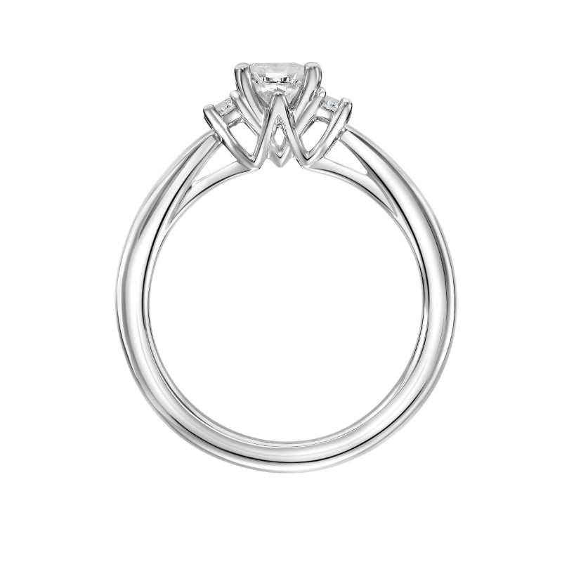 Artcarved Bridal Semi-Mounted with Side Stones Classic 3-Stone Engagement Ring Audrey 18K White Gold