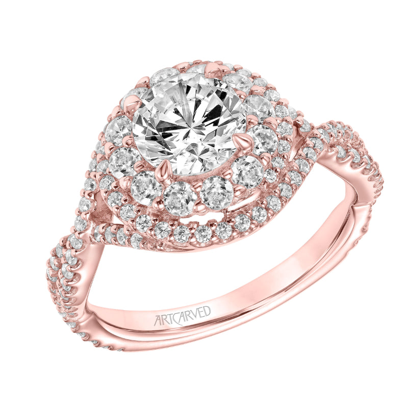 Artcarved Bridal Mounted with CZ Center Contemporary Twist Engagement Ring Mystelle 14K Rose Gold