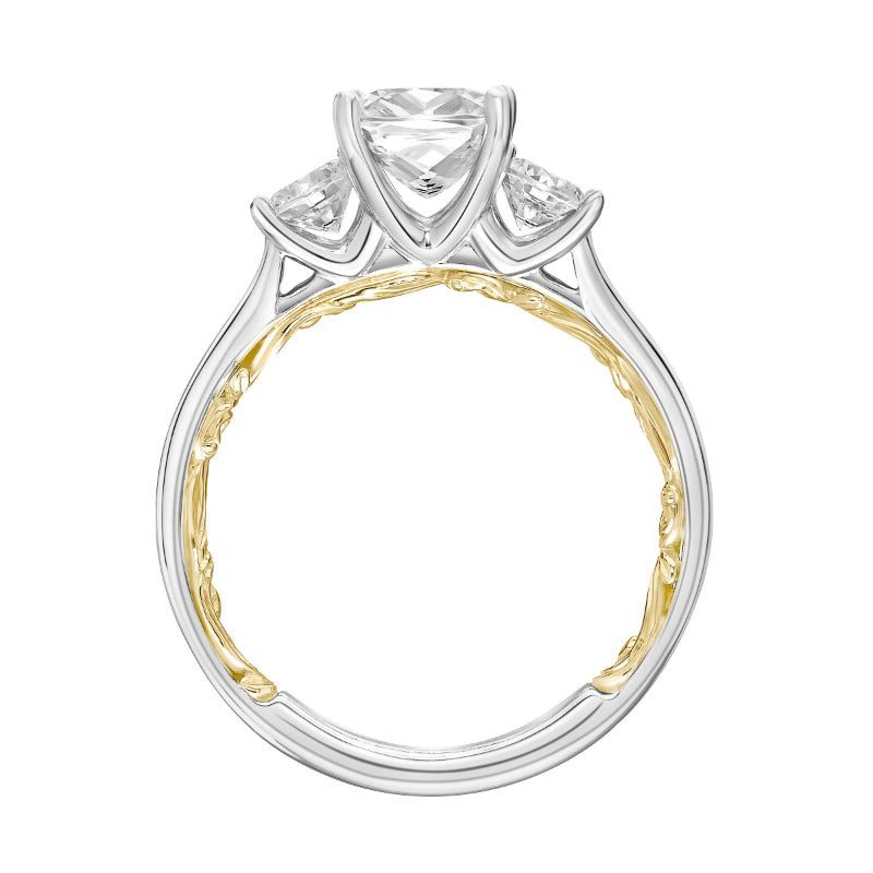 Artcarved Bridal Semi-Mounted with Side Stones Classic Lyric 3-Stone Engagement Ring Christy 14K White Gold Primary & 14K Yellow Gold