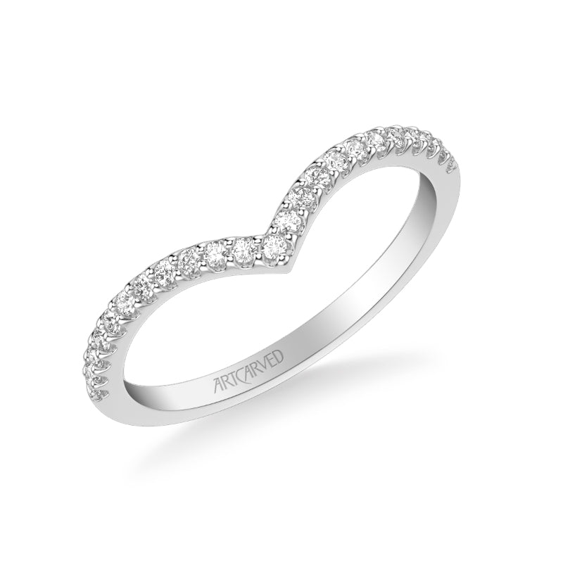 Artcarved Bridal Mounted with Side Stones Classic Diamond Wedding Band Madelyn 14K White Gold