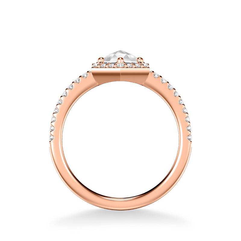 Artcarved Bridal Mounted Mined Live Center Contemporary Rose Goldcut Halo Engagement Ring Angelyn 14K Rose Gold