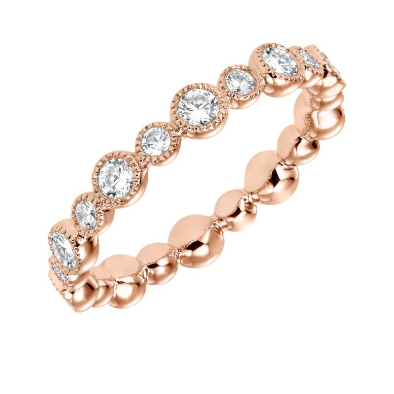 Artcarved Bridal Mounted with Side Stones Contemporary Stackable Eternity Anniversary Band 14K Rose Gold