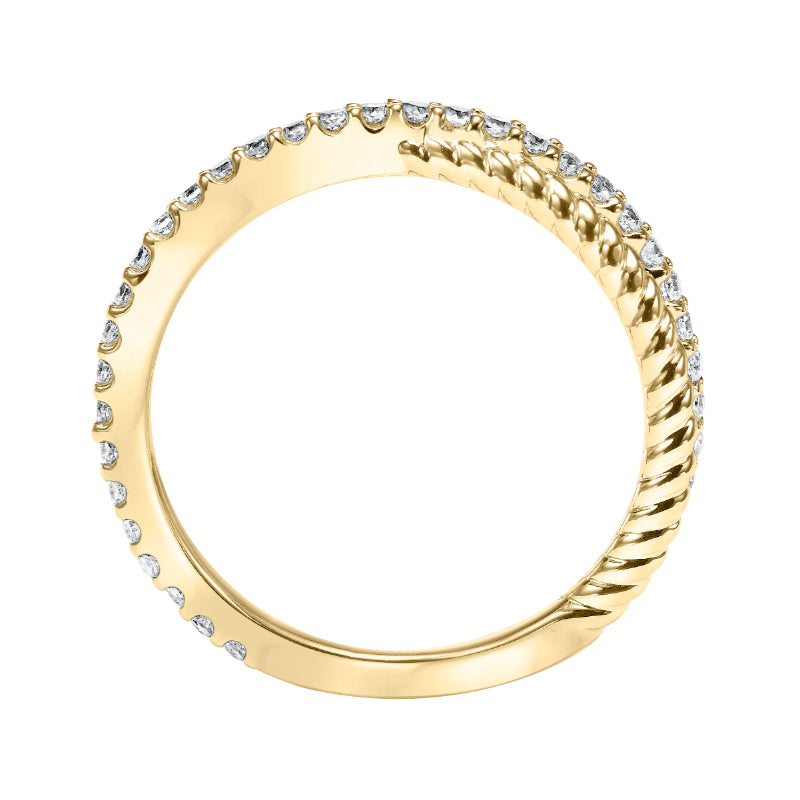 32 Artcarved Stackable Band with Diamond And Rope ''X'' Design In 14K Yellow Gold Gold