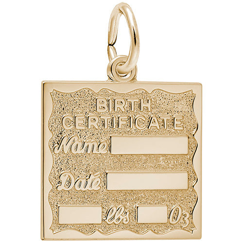 Rembrandt 14k Yellow Gold Birth Certificate Charm