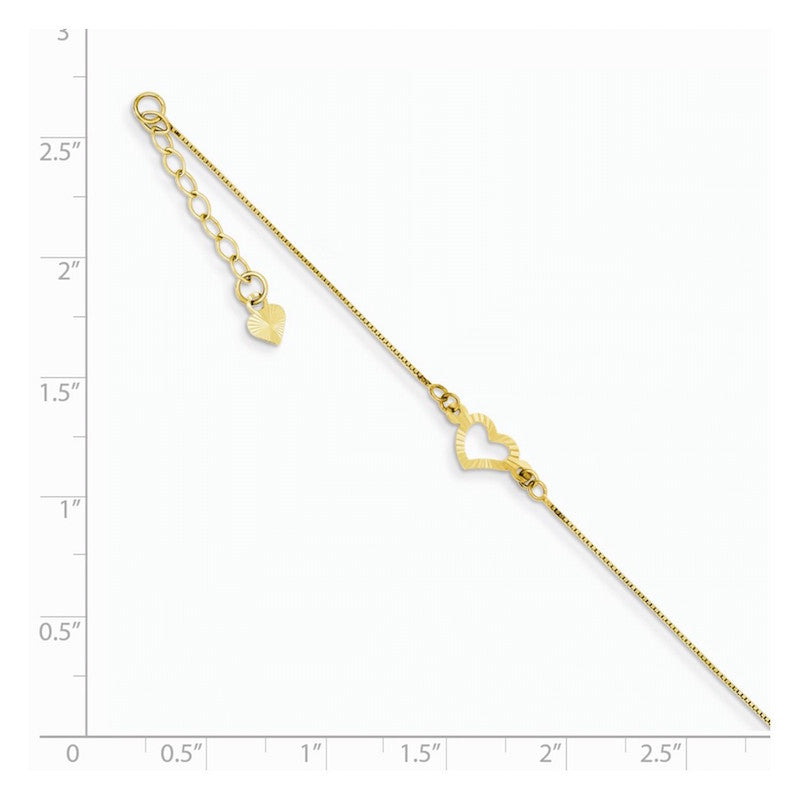 Quality Gold 14k Adjustable Heart Anklet