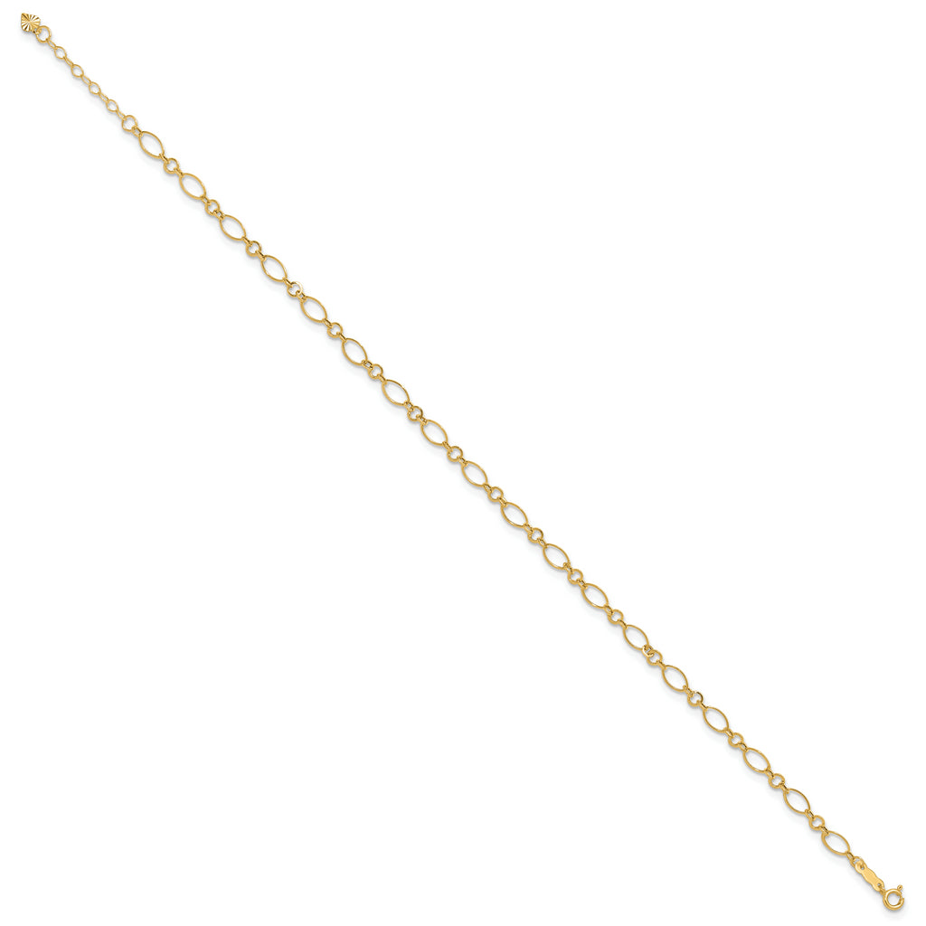 Quality Gold 14k Fancy Link 9in with 1in ext Anklet