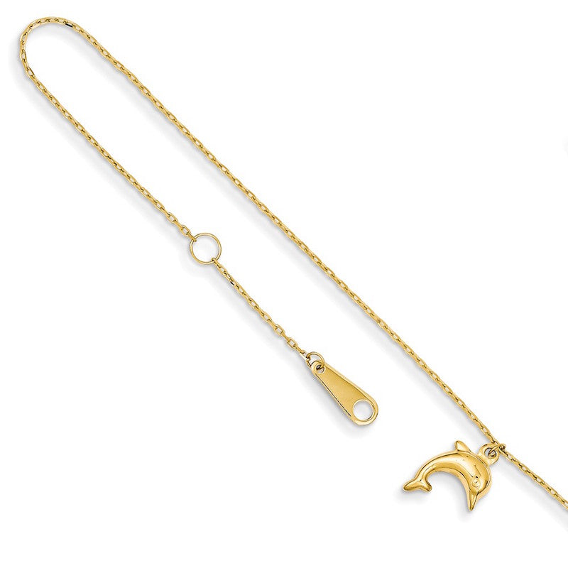 Quality Gold 14k Dolphin Charm Anklet