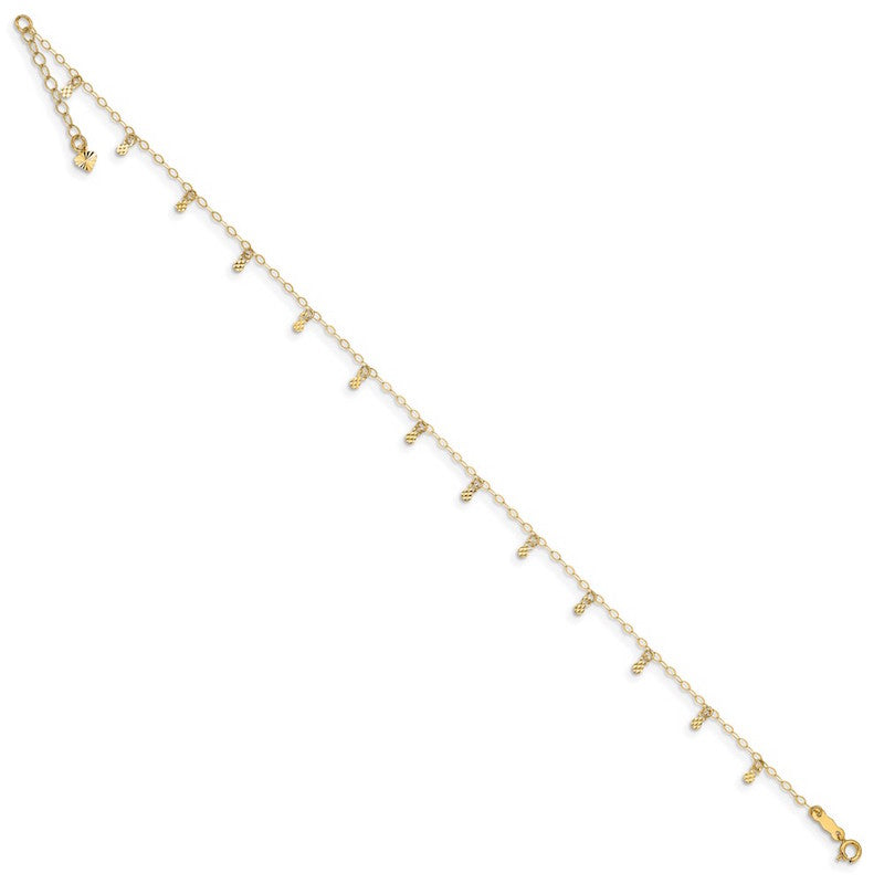 Quality Gold 14k Oval Chain Diamond Cut Dots Anklet