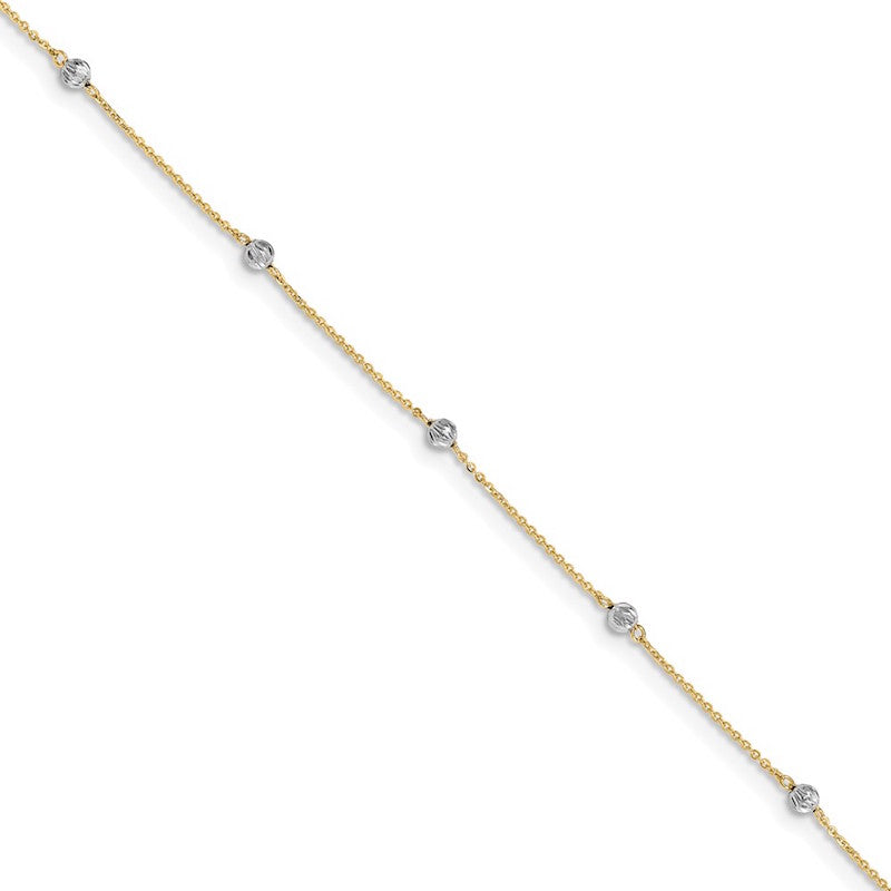 Quality Gold 14k Two Tone Beads Anklet
