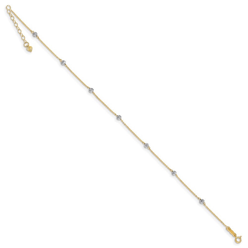 Quality Gold 14k Two Tone Beads Anklet
