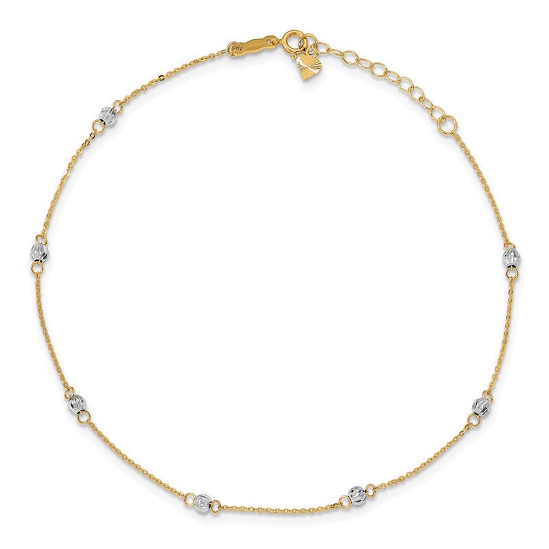 Quality Gold 14k Two Tone Beads Anklet