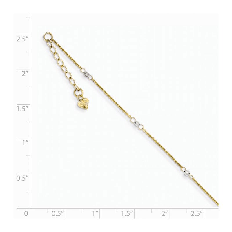 Quality Gold 14k Cable Two Tone with Mirror Beads Anklet