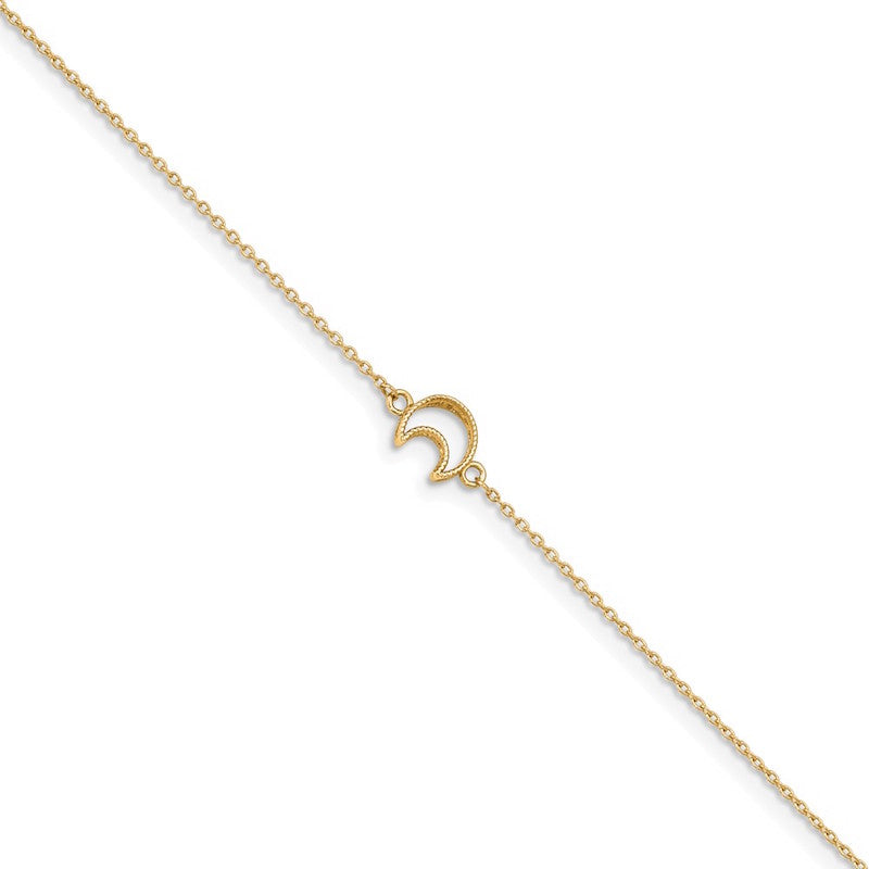 Quality Gold 14k Gold Textured and Polished Moon Anklet