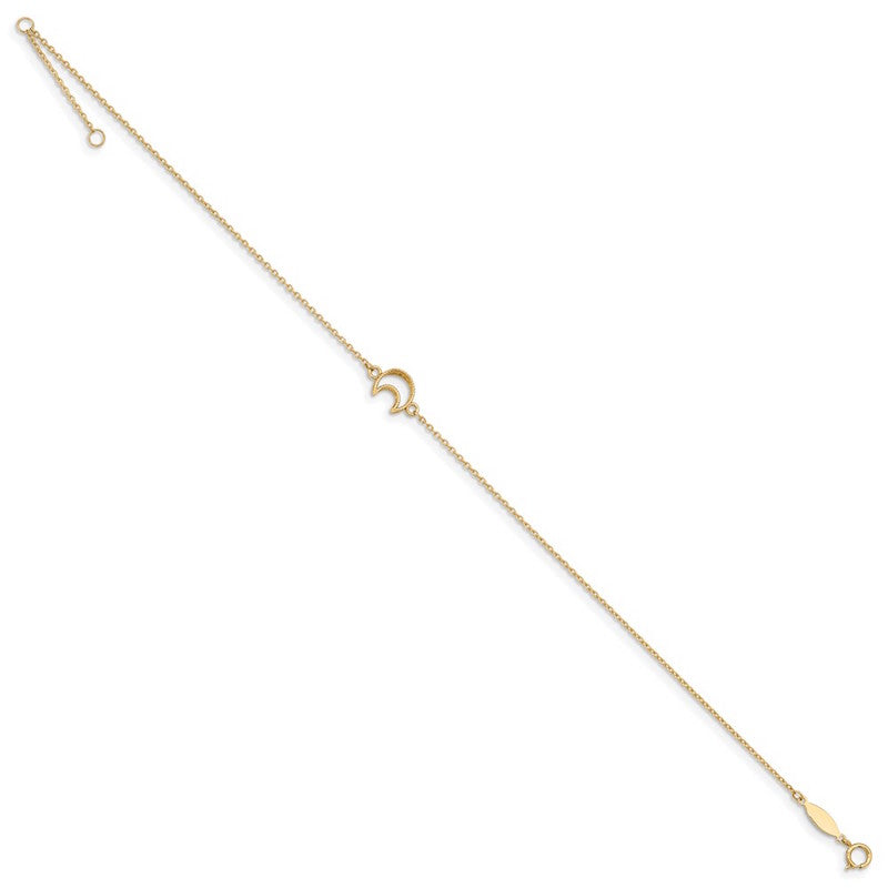 Quality Gold 14k Gold Textured and Polished Moon Anklet