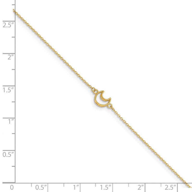Quality Gold 14k Gold Textured and Polished Moon Anklet