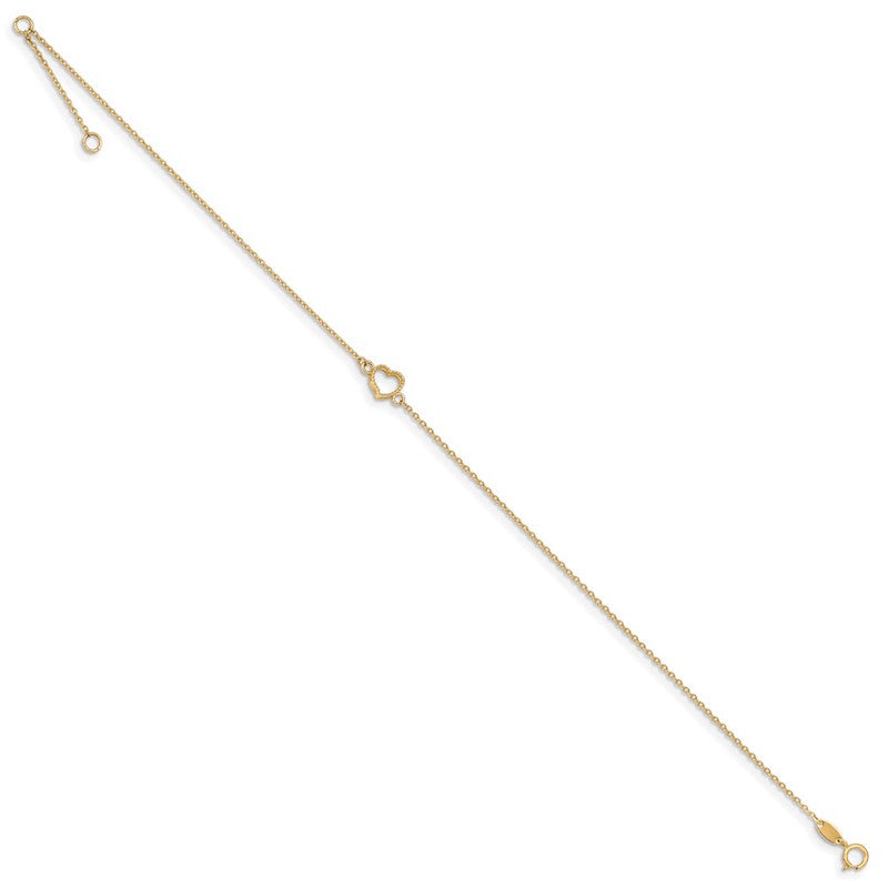 Quality Gold 14k Gold Textured and Polished Heart Anklet