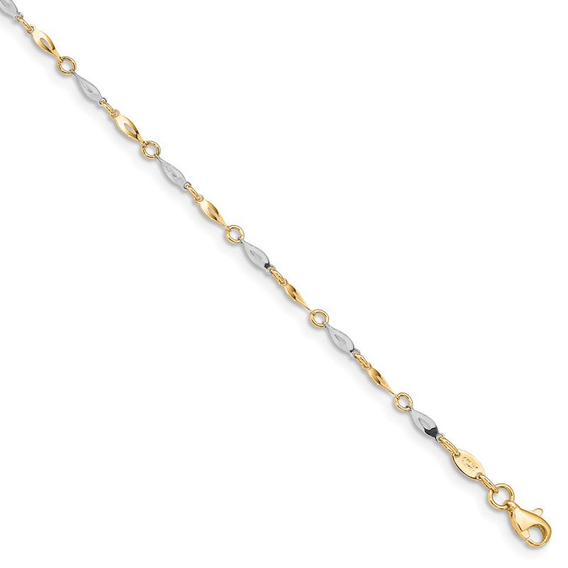 Quality Gold 14k Two Tone Polished Anklet