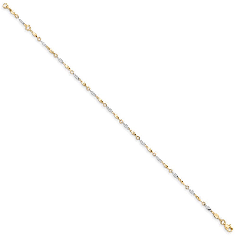 Quality Gold 14k Two Tone Polished Anklet