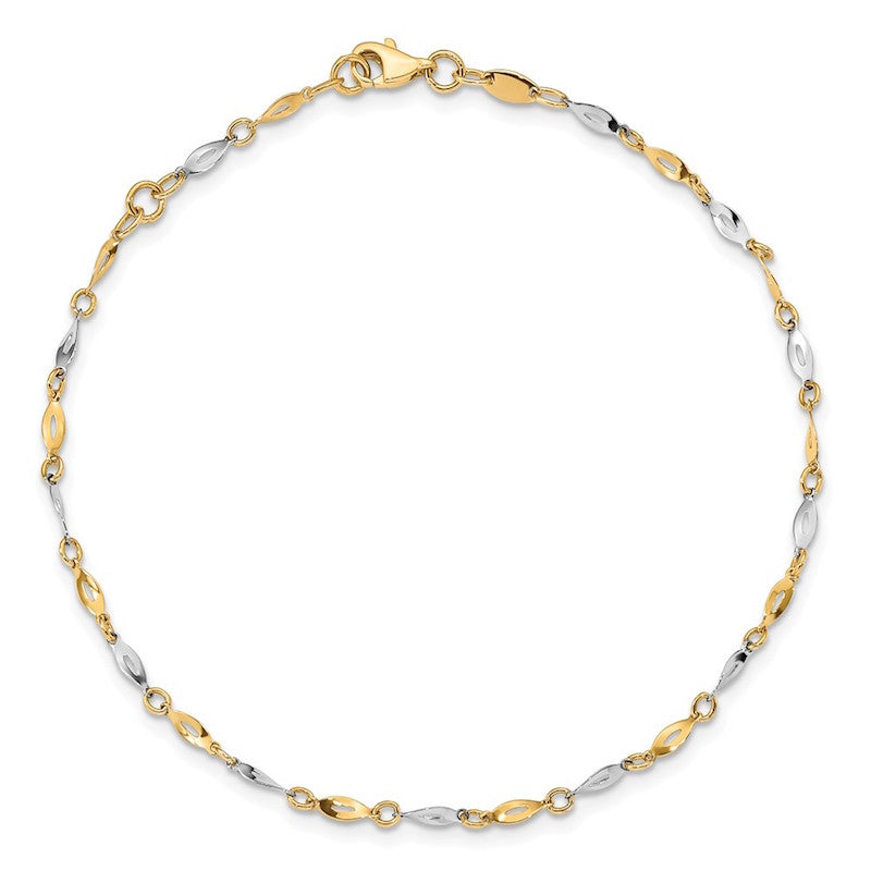 Quality Gold 14k Two Tone Polished Anklet