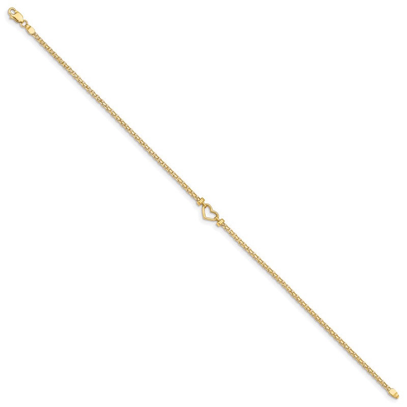Quality Gold 14k Polished Open-Heart Anklet