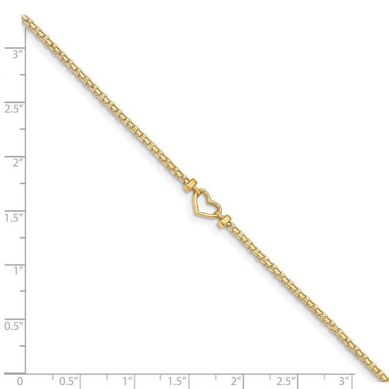Quality Gold 14k Polished Open-Heart Anklet